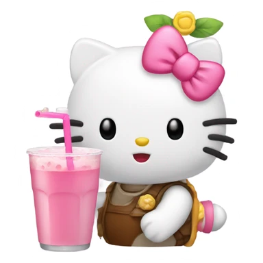 Hello kitty drinking boba sticker