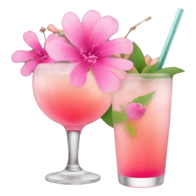 Cocktail with pink flowers sticker