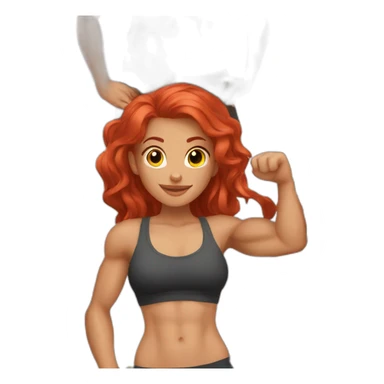 fit girl with abs biceps and red hair red hair sticker