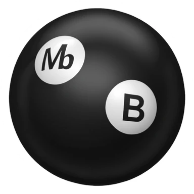 Black pull Ball with MB written on it sticker