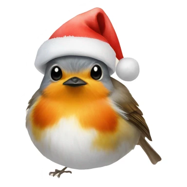 Watercolor Robin Bird Santa hat sticker