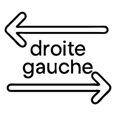 Directional arrows pointing right and left with "droite gauche" text sticker