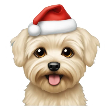 Cream colored Yorkipoo with Santa hat named Dawson sticker