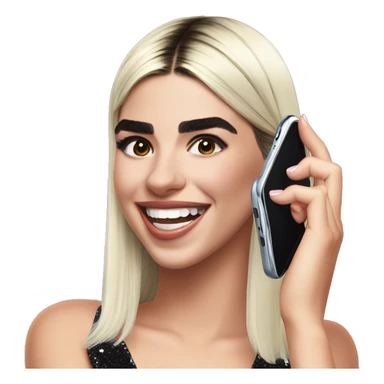 Dua Lipa excited with phone sticker