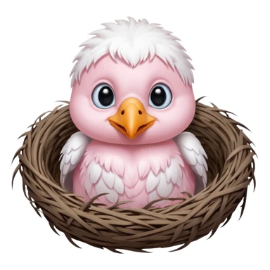 albino baby crow in nest sticker