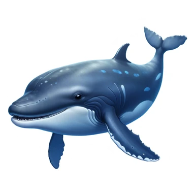 Cinematic Noble Humpback Whale Portrait Emoji, Poised and grand, with an enormous, barnacle-speckled blue-gray body, soulful, wise eyes, and a deeply serene presence, Simplified yet sharp and sophisticated features, highly detailed, glowing with a soft oceanic radiance, high shine, intelligent and powerful, stylized with an air of deep-sea mystery, focused and regal, soft glowing outline, capturing the essence of a legendary giant of the ocean that appears ready to glide majestically through the waves with effortless grace! sticker