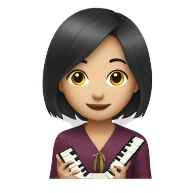 Asian girl playing piano sticker