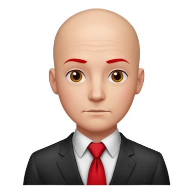 man Bald with red necktie, red dress,tattoo, square face. sticker