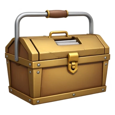 3D ancient Brown golden toolbox filled with files sticker