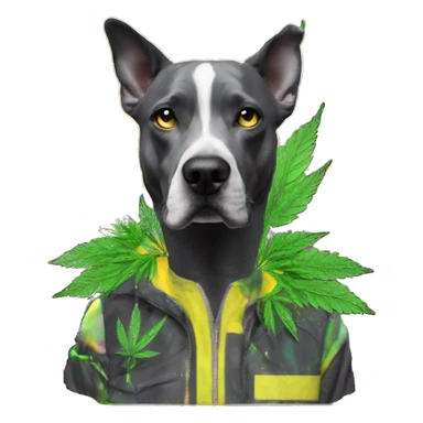 420 .Zombie_ Vaporwave black holographic oilslick zombie unicorn dog smoking yellow caution tape hemp leaves Pegasus hemp plants sticker
