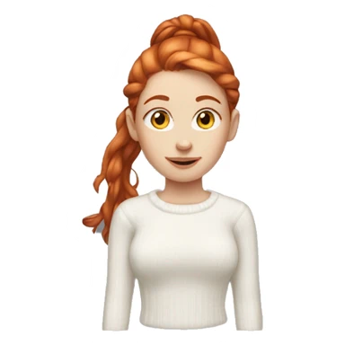 Red-haired girl in ponytail with pale skin white sweater sticker