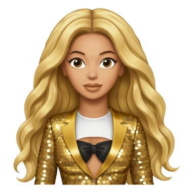 Beyonce with long blonde hair, gold sequin tour outfit  sticker