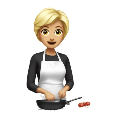 Mum with short blonde hair cooking dinner  sticker