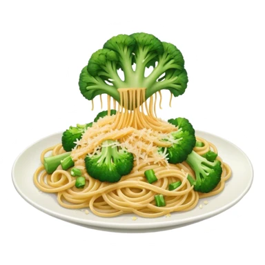 Broccoli and bread crumbs over spaghetti  sticker