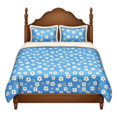 vintage bed with white & blue floral sheets sticker