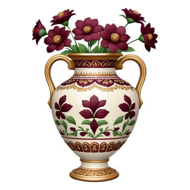 Vintage vase burgundy flowers sticker