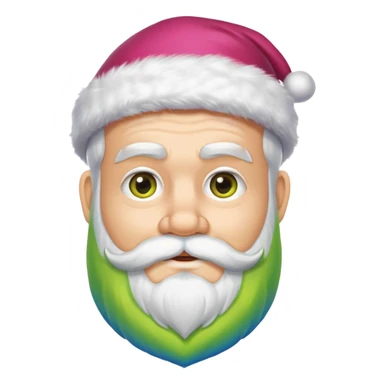 Un père noël avec une barbe jaune, verte, bleu et rose sticker