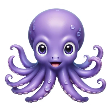 Cinematic Cute Baby Octopus Portrait Emoji, Head tilted slightly in a curious and endearing way, featuring a smooth, rounded light blue-purple body with enormous, sparkling eyes filled with warmth and innocence, delicate tentacles curling playfully, Simplified yet irresistibly adorable features, highly detailed, glowing with a soft, dreamy marine glow, high shine, affectionate and gentle, stylized with a touch of whimsical deep-sea charm, soft glowing outline, capturing the essence of a tiny, inquisitive octopus that looks ready to gently drift into your heart! sticker