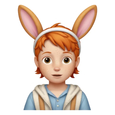 bunny ear wearing ginger kid sticker