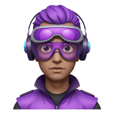 Cyberpunk man fappy head 3d puruple cyber VR -glasses only head sticker