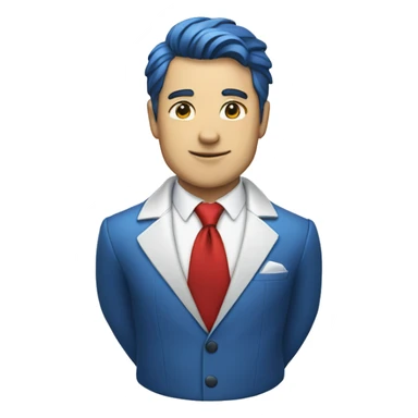 man in blue suit, white shirt and red tie sticker