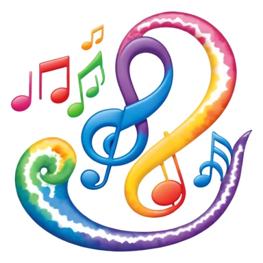 Tie-dye music notes  sticker