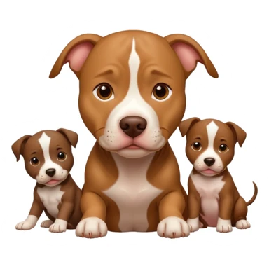 pitbull dog with its puppies sticker