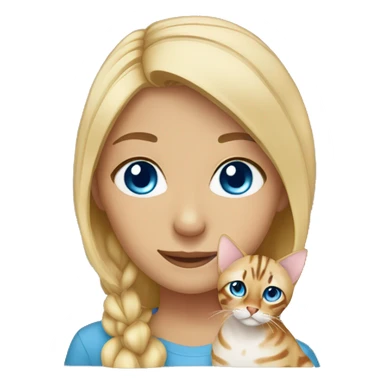 blonde girl with bengal cat blue eyes sticker