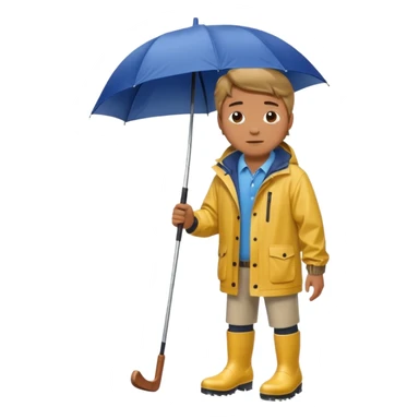 A man playing golf in the rain wearing wellington boots  sticker