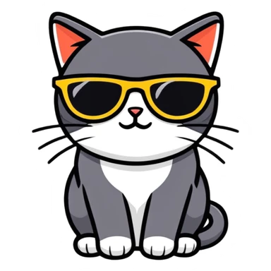 Black Cat with sunglasses sticker