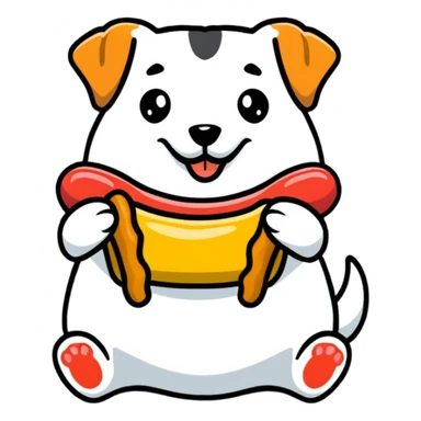 Dog eating a hot dog  sticker