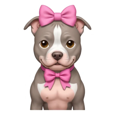 Gray Pitbull with a pink bow sticker
