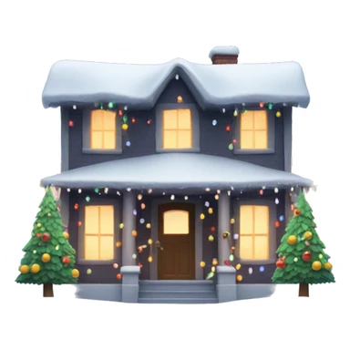 Snowy house with Christmas lights sticker
