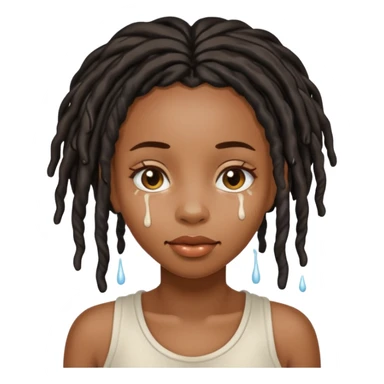 Black girl with locs and milk dripping on her face sticker