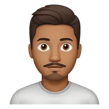 Young man with medium brown skin, mixed-race ethnicity, long dark brown hair with middle part, goatee, mustache, and medium brown eyes, head only sticker