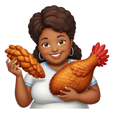 Fat black woman with a huge chicken wing ￼ sticker