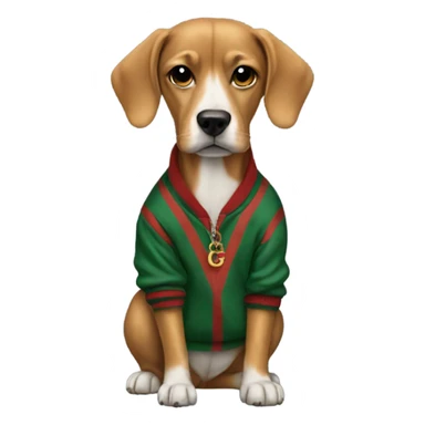Dog wearing a Gucci sweatshirt  sticker