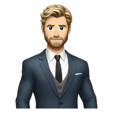 chris-hemsworth cartoon wearing suit sticker