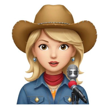 taylor swift is singing with mirco and cowboy hat sticker
