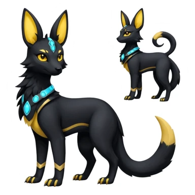 Black Dark Furry Fluffy Modern Futuristic Cyber-Umbreon-Salandit-Bastet-Anubis-fusion full body sticker