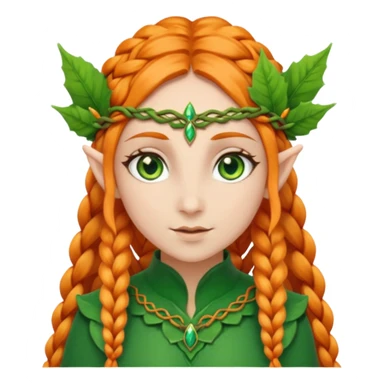 Elf with orange braids and leaf crown sticker