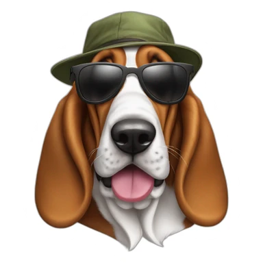 basset hound with cap and sun glasses sticker
