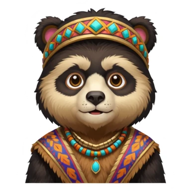 spectacled bear in Inca costume sticker