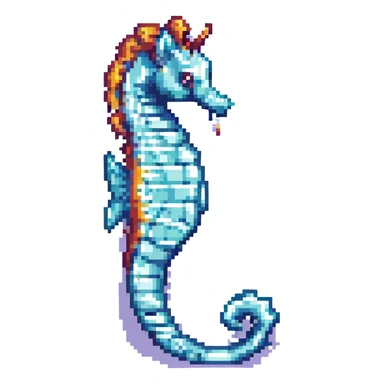 seahorse, pixel art style, retro video game look, bright palette sticker