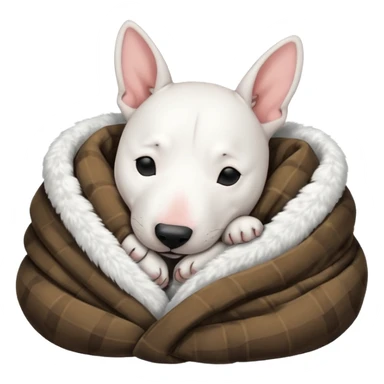bull terrier sleeping cozy with blanket black head and ears sticker