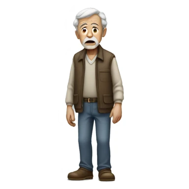old man sad standing full body sticker