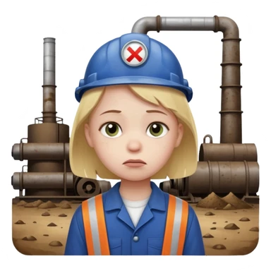 a child with a sad face works in a factory sticker