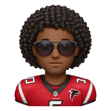 Black man with black sunglasses and curly hair in Atlanta falcons jersey sticker