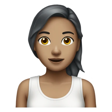 White brunette girl with shark sticker