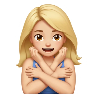 Girl with arms crossed over chest with hands on neck angry laughing sticker